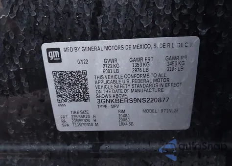 2022 Chevrolet Blazer Fwd Rs из США, поврежденный, VIN 3GNKBERS9NS220877